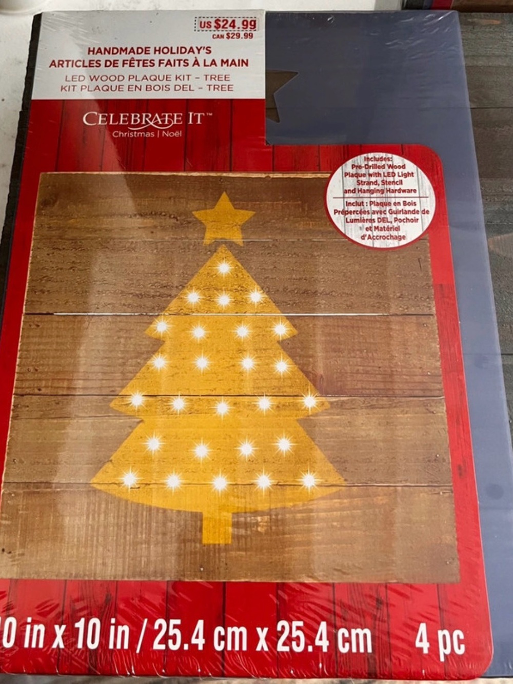 Celebrate It LED Lighted Wooden Christmas Tree Craft Kit Primitive Star